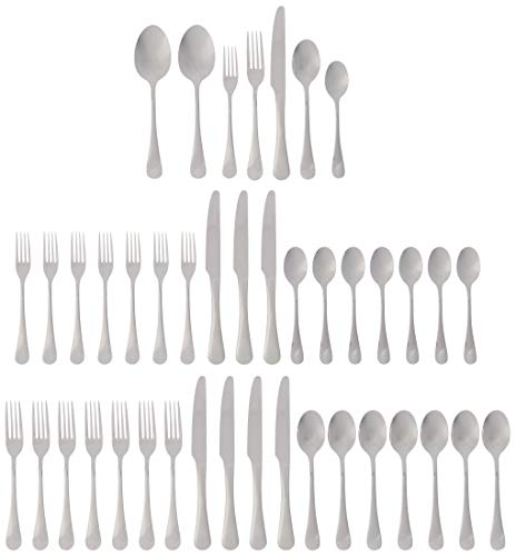 Ginkgo International Varberg 42-Piece Stainless Steel Flatware Place Setting, Service for 8 Plus 2-Piece Hostess Set