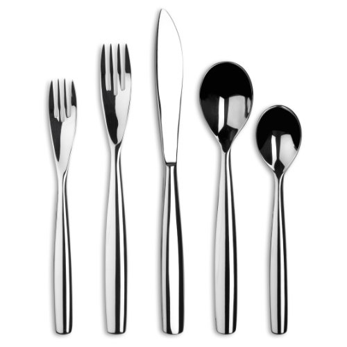 Ginkgo International Charlie 42-Piece Stainless Steel Flatware Place Setting, Service for 8 Plus 2-Piece Hostess Set