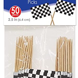 Beistle 50 Piece Checkered Racing Flag Party Food Picks For Race Car Party Sports Event