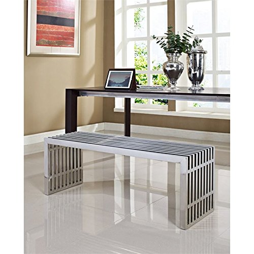 Modway Medium Gridiron Stainless Steel Bench