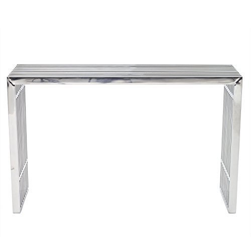 Modway Gridiron Contemporary Modern Stainless Steel Console Table, Silver