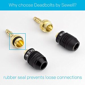 Deadbolt Banana Plugs 6-Pairs by Sewell, Gold Plated Speaker Plugs, Quick Connect, SW-29863-6