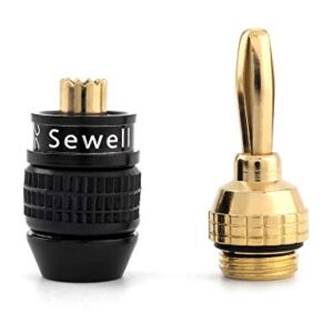 Deadbolt Banana Plugs 6-Pairs by Sewell, Gold Plated Speaker Plugs, Quick Connect, SW-29863-6