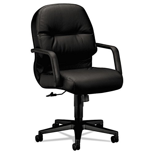 HON 2092Sr11t 2090 Pillow-Soft Series Managerial Leather Mid-Back Swivel/Tilt Chair, Black