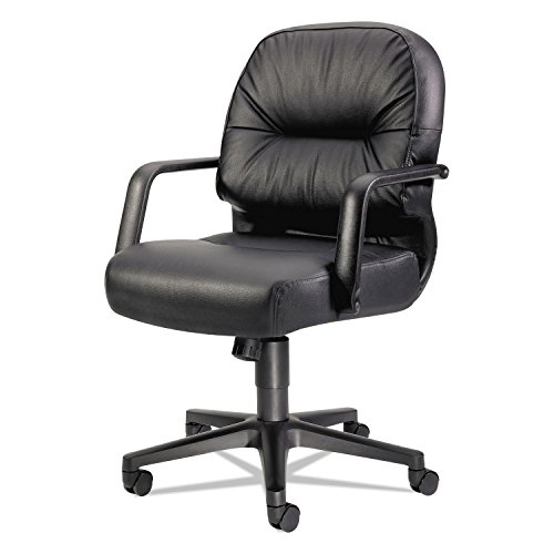 HON 2092Sr11t 2090 Pillow-Soft Series Managerial Leather Mid-Back Swivel/Tilt Chair, Black