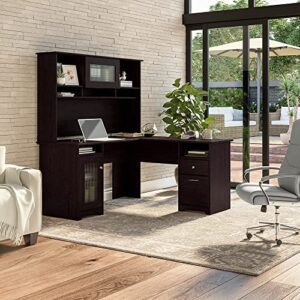 Bush Furniture Cabot Desk with Hutch | Corner with Storage for Home Office | L Shaped Computer, 60W, Espresso Oak
