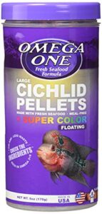 omega one super color floating cichlid pellets, large, 6 oz x1
