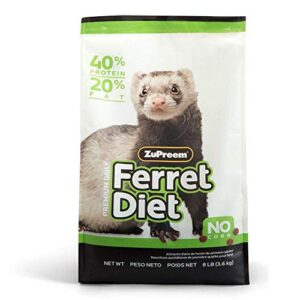zupreem premium daily ferret food, 8 lb - made in usa, complete nutrition diet, highly digestible, no corn