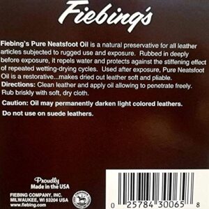 Fiebing's 100% Pure Neatsfoot Oil - Natural Leather Preservative - Great for Boots, Baseball Gloves, Saddles and More