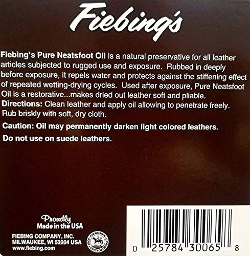 Fiebing's 100% Pure Neatsfoot Oil - Natural Leather Preservative - Great for Boots, Baseball Gloves, Saddles and More