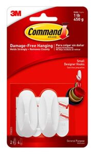 command small designer hooks, white, 2-hooks, 4-strips, 6-pack, organize damage-free