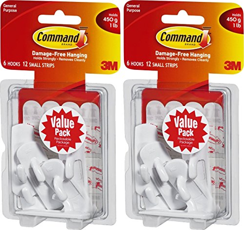 Command 17002 Small Utility, 12 Hooks, White, Count