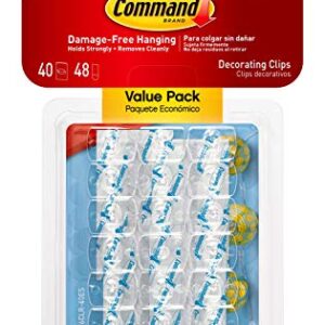 Command 17026CLR-VP, Clear, 40, 4-Pack, Decorage Damage-Free Decorative Replacement Strip, Mini, 1/2 Lb, Rubber Resin Adhesive, Paper Liner, 160 Clips, Count