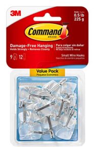 command small wire toggle hooks, damage free hanging wall hooks with adhesive strips, no tools wall hooks for hanging decorations in living spaces, 36 clear hooks and 48 command strips