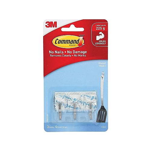 Command Wire Hooks, Small, Clear, 3-Hook, 6-Pack (18 Hooks Total)