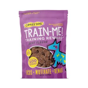 crazy dog train-me training rewards for dogs, beef, 4-ounce