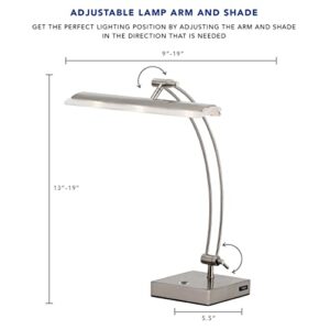Adesso 5090-22 Esquire LED Desk Lamp, 13-19 in., 9W Full Spectrum LED, Brushed Steel, 1 Table Lamp, Gray