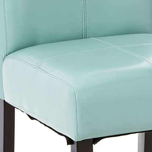 Christopher Knight Home Pertica T-Stitch Leather Dining Chairs, 2-Pcs Set, Teal Blue