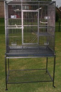 extra large wrought iron 4-tiers ferret chinchilla sugar glider rats mouse cage with detachable rolling stand (32 x 19 x 64 h inches, black vein)