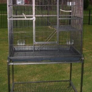 Extra Large Wrought Iron 4-Tiers Ferret Chinchilla Sugar Glider Rats Mouse Cage with Detachable Rolling Stand (32 x 19 x 64 H inches, Black Vein)