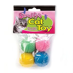 boss pet 04467 scruff's colorful kitty springy foam sponge balls (4 pack), multicolor