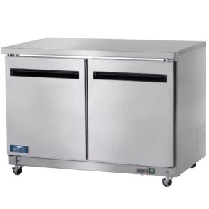 arctic air auc48r 48" undercounter worktop refrigerator - 12 cubic feet, 2 section, 2 doors, stainless steel, 115v