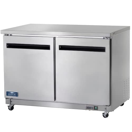 Arctic Air AUC48R 48" Undercounter Worktop Refrigerator - 12 Cubic Feet, 2 Section, 2 Doors, Stainless Steel, 115v