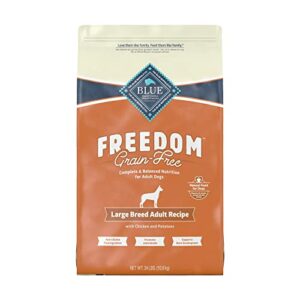 blue buffalo freedom grain free natural adult large breed dry dog food, chicken 24-lb