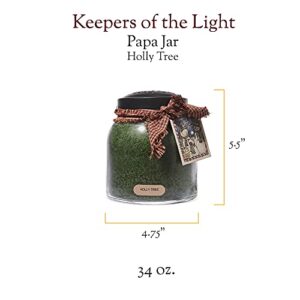 A Cheerful Giver — Holly Tree - 34oz Papa Scented Candle Jar with Lid - Keepers of the Light - 155 Hours of Burn Time, Gift for Women, Green