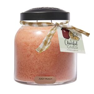 A Cheerful Giver - Juicy Peach Papa Scented Glass Jar Candle (34oz) with Lid & True to Life Fragrance Made in USA