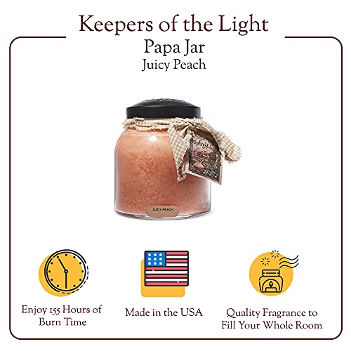 A Cheerful Giver - Juicy Peach Papa Scented Glass Jar Candle (34oz) with Lid & True to Life Fragrance Made in USA