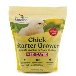 manna pro birds chick starter | medicated chick feed formulated with amprolium | prevents coccidiosis | feed crumbles | 5 pounds