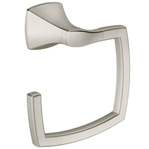 moen voss collection brushed nickel bathroom hand towel ring, wall mounted open towel ring, yb5186bn 11.61 x 2.83 x 6.81 inches