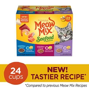 Meow Mix Seafood Selections Wet Cat Food, Variety Pack, 2.75 Ounces Cup (Pack of 24)