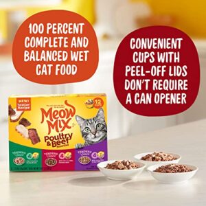 Meow Mix Tender Favorites Wet Cat Food, Poultry & Beef Variety Pack, 2.75 Ounce Cup (Pack of 24) (Packaging May Vary)