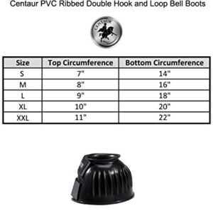 Centaur PVC Ribbed Double Hook and Loop Bell Boots, Black, Large