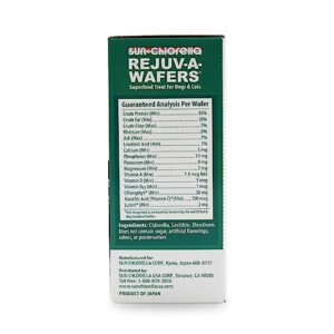 Sun Chlorella Rejuv-A-Wafers Daily Dog Cat & Animal Superfood Supplement - Green Microalgae & Eleuthero Bits - Vitamins, Minerals, Antioxidants Support Immune Defense, Gut Health - 60 Wafers