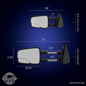 AutoandArt Replacement Passenger Manual Telescopic Tow Mirror with Spotter Glass Compatible with 1999-2007 Silverado Sierra Pickup Truck