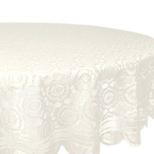 DII Home Essentials 100% Polyester, Machine Washable, Shabby Chic, Vintage Tablecloth or Overlay 63" Round, Vintage Lace Cream