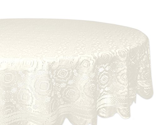 DII Home Essentials 100% Polyester, Machine Washable, Shabby Chic, Vintage Tablecloth or Overlay 63" Round, Vintage Lace Cream