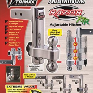 Trimax TRZ12AL 12" Premium Aluminum Adjustable Hitch with Dual Hitch Ball and T3 Receiver Lock