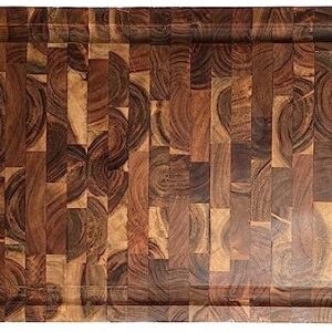 Mountain Woods Brown Organic End-Grain Acacia HardWooden Cutting Board for Kitchen w/Juice Groove | Chopping Board | Butcher Block - 24" x 16" x 1"