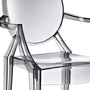 Modway Casper Modern Acrylic Stacking Kitchen and Dining Room Arm Chair in Smoke - Fully Assembled