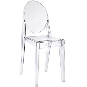 modway casper modern acrylic stacking kitchen and dining room chair in clear - fully assembled