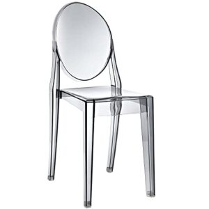 modway casper modern acrylic stacking kitchen and dining room chair in smoke - fully assembled