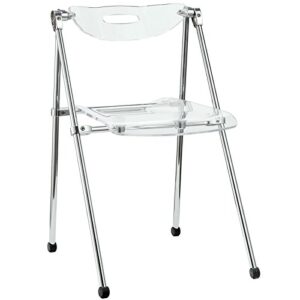 modway telescope acrylic folding kitchen and dining room chair in clear
