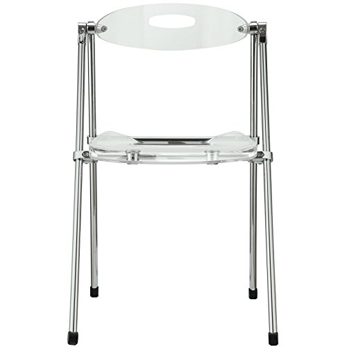 Modway Telescope Acrylic Folding Kitchen and Dining Room Chair in Clear
