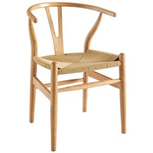 modway amish mid-century wood kitchen and dining room chair in natural