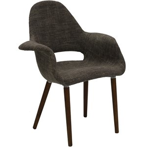 modway aegis mid-century modern upholstered fabric dining chair with wood legs in taupe