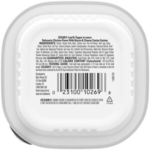 CESAR Wet Dog Food Loaf & Topper in Sauce Rotisserie Chicken Flavor with Bacon & Cheese, (24) 3.5 oz. Easy Peel Trays